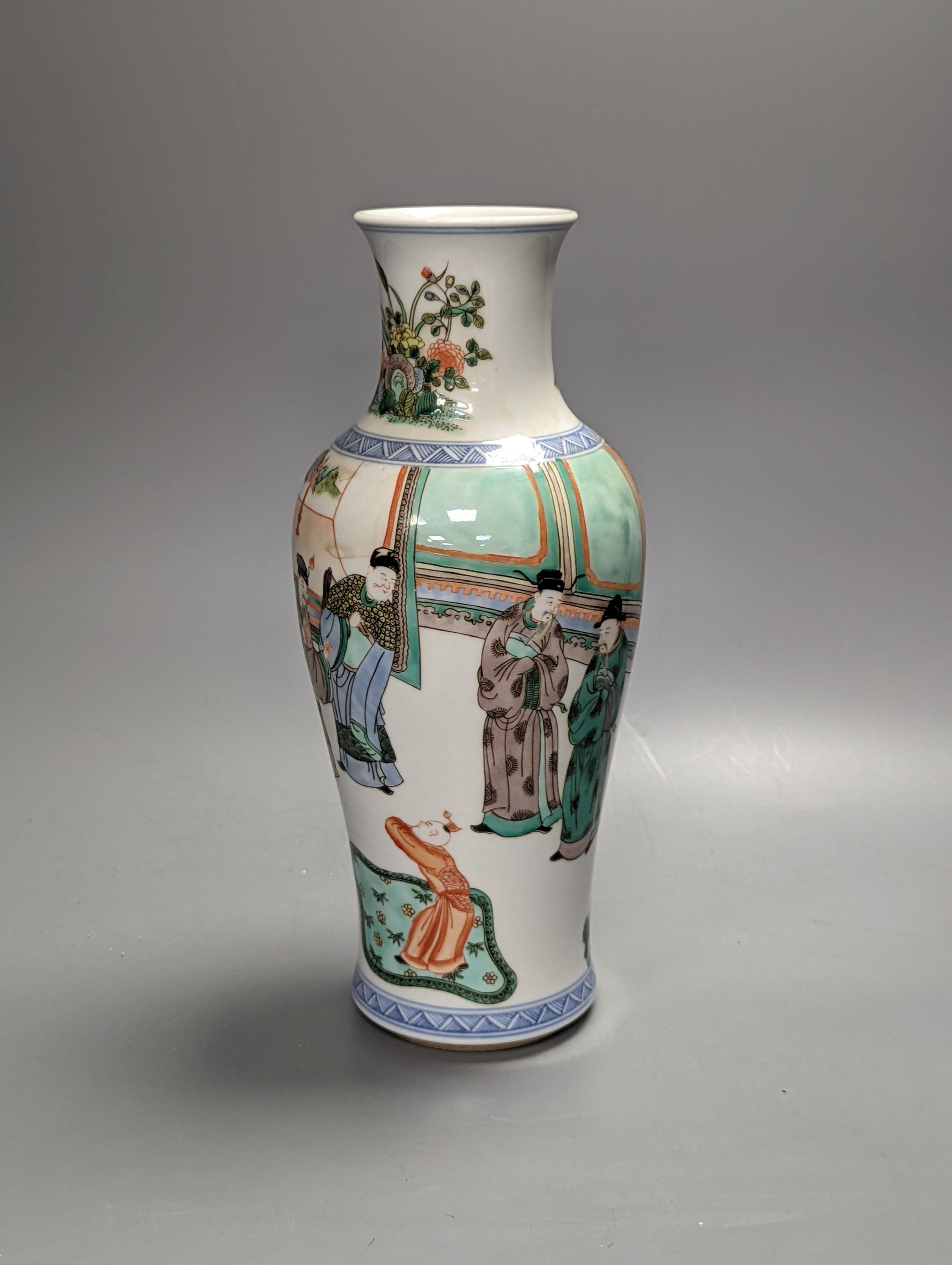 A Chinese famille verte vase, 30cm